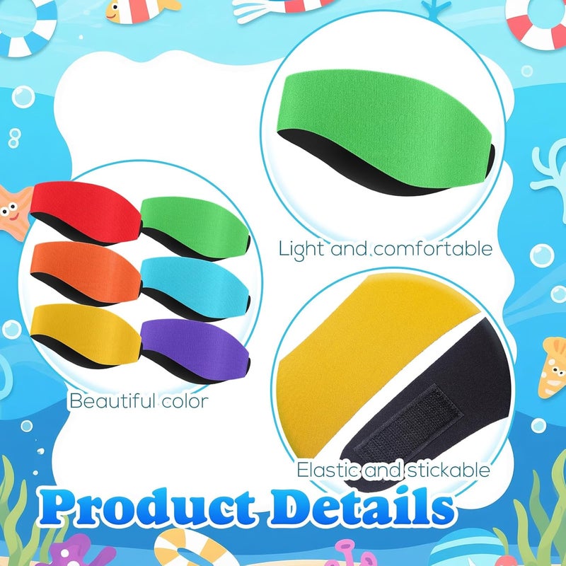 Jamntower 6 Pcs Quality Swimming Headbands Multicolor Swimming Headbands Large Ear Bands Safety Ear Protection Pool Summer - Image 4